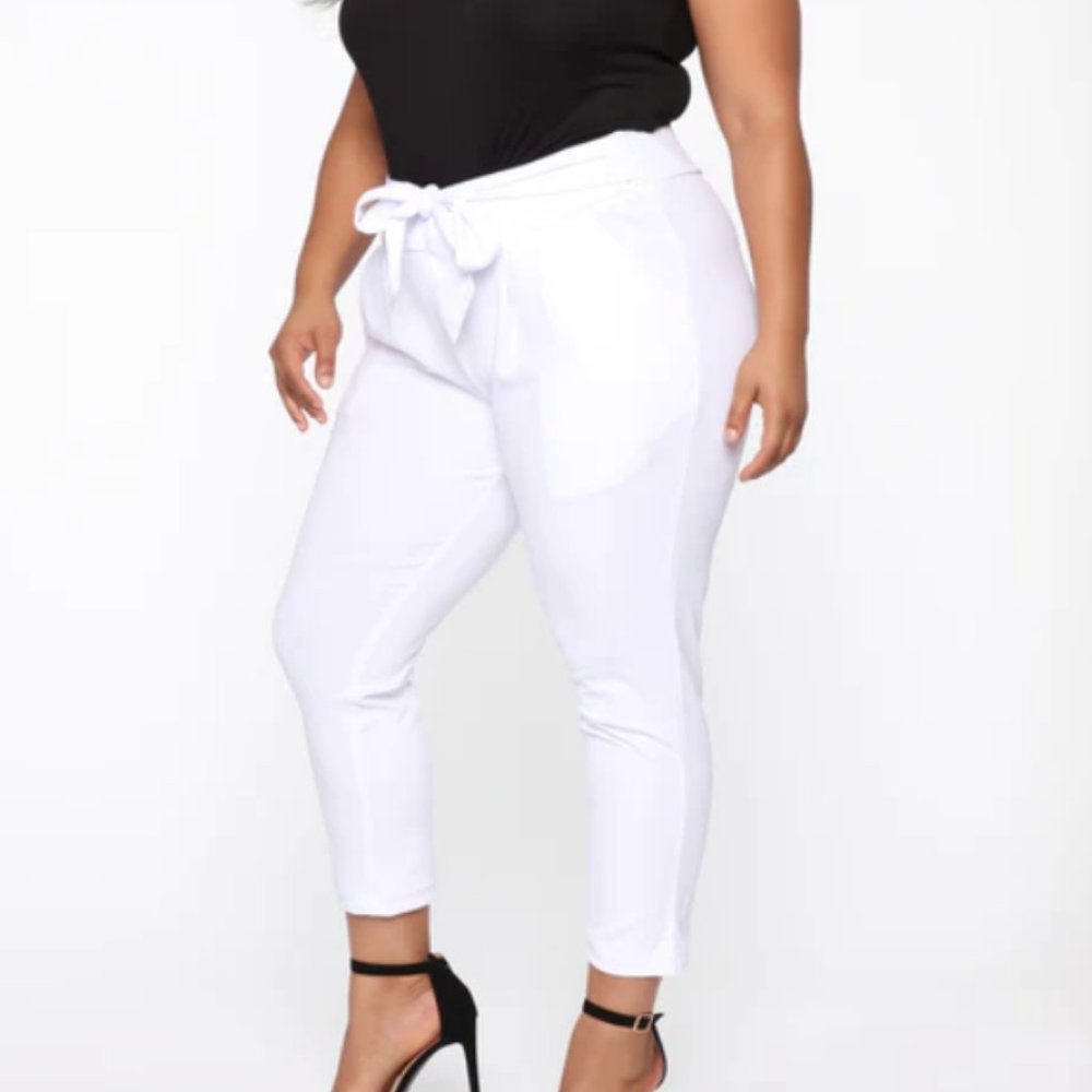 ✅ NWT Fashion Nova Booked And Busy Casual Business Pants - White